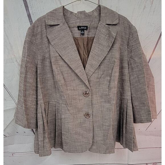 A.Byer size 1x Brown Button up Long Sleeve Blazer - Picture 2 of 5